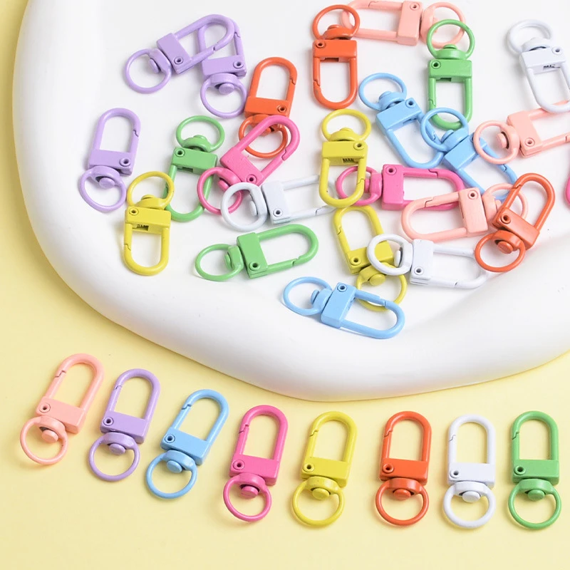 10/50pcs Candy Color Snap Lobster Clasp Hooks for DIY Colorful Trinkets Making Rotating Pet Keychain Dopamine Keyring Accessorie