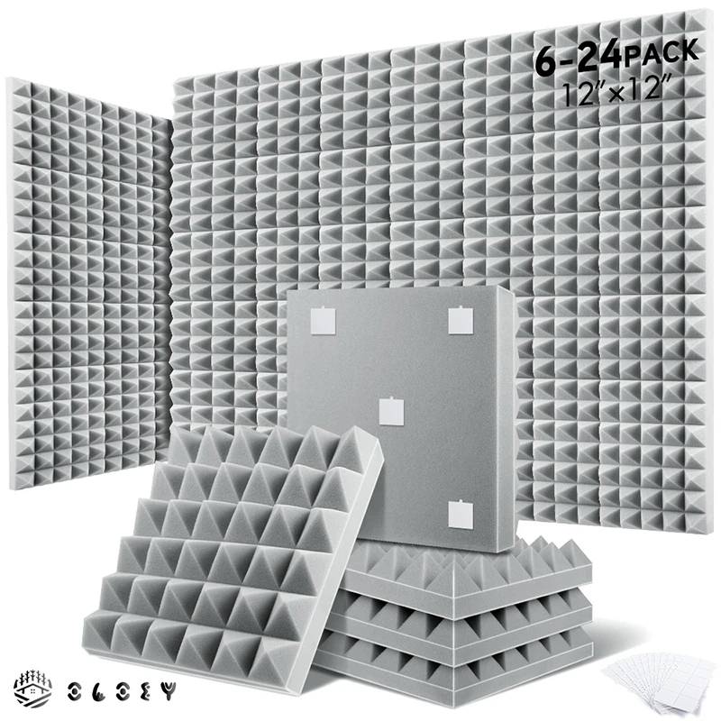 FoamSoundproofing61224PcsAcousticFoamPanelsCeilingDoorWall