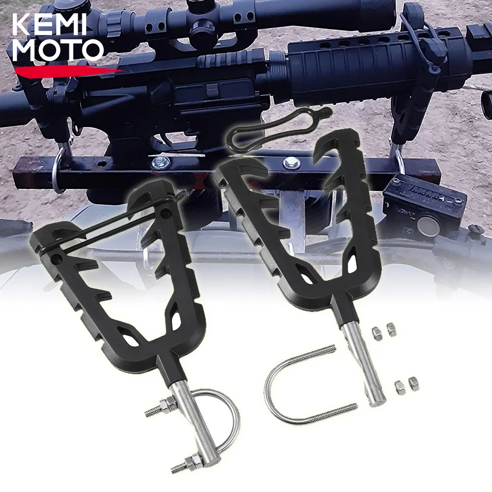 Quad Bike Single Gun Bow Rack Holder ATV UTV Firearm Shooting V-Grip Single Handlebar Cushioned Gun Rack Compatible with Polaris