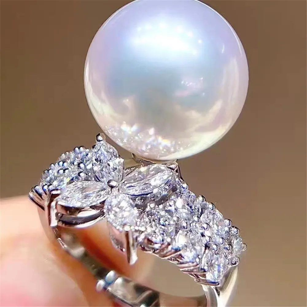 

S925 Sterling Silver Jewelry DIY Pearl Small Accessories Gorgeous Gold Ring Empty Fit 9-11mm Beads