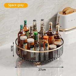 Dual-Layer Rotating Perfume & Skincare Organizer Tray - Luxurious Cosmetic Storage Solution (Grey)
