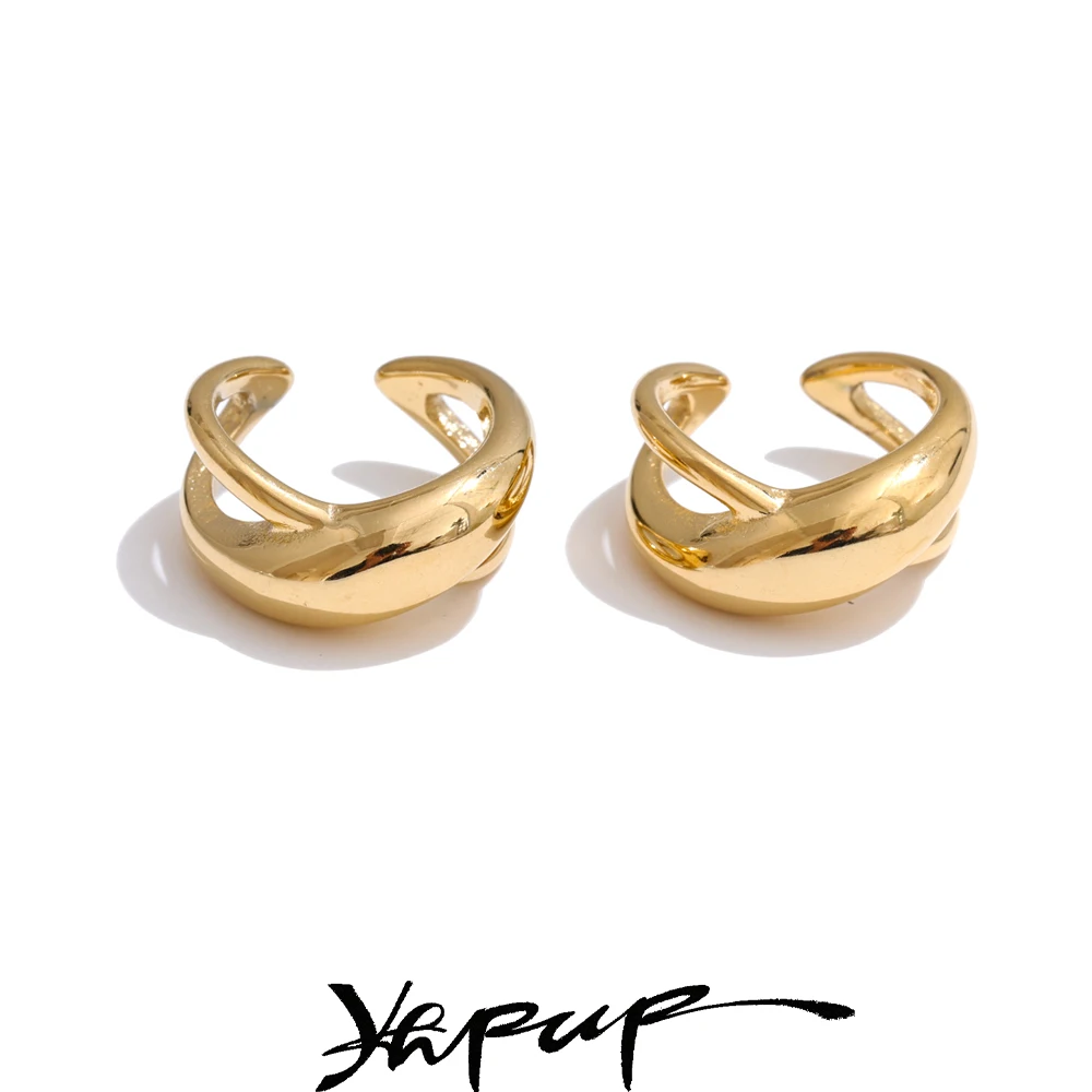 Yhpup 316L Stainless Steel Geometric Ear Clip Earrings