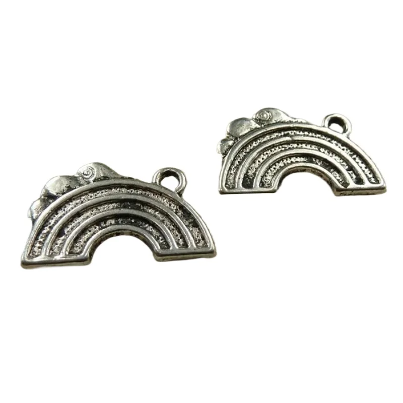 165 Stück tibetische Silber-Regenbogen-Charms-Anhänger 20 x 12 mm C3951 DIY für die Schmuckherstellung – Detail 2