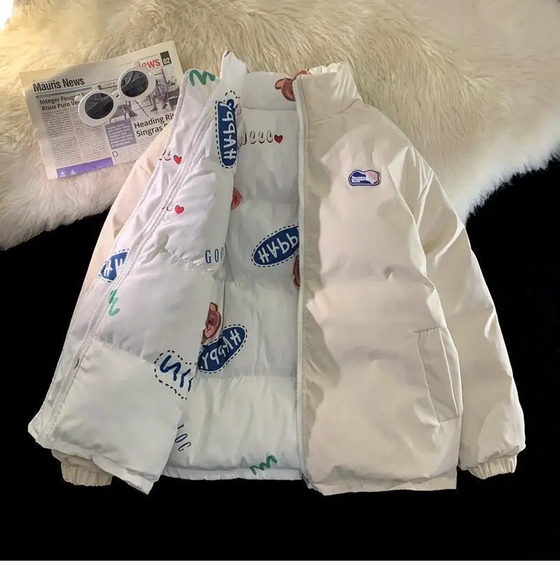 2023 New Double-sided Padded Jacket Y2K Winter Thickened Warm Padded Down Jacket Loose Cotton Jacket Women's Jacket Coat