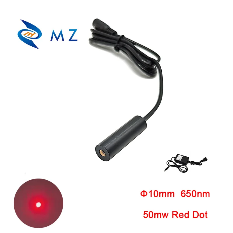 

650nm 50mw Red Dot/Spot Laser Diode Module D10x35mm High Quality Glass Lens DC Cord With Adapter Supply Industrial Grade