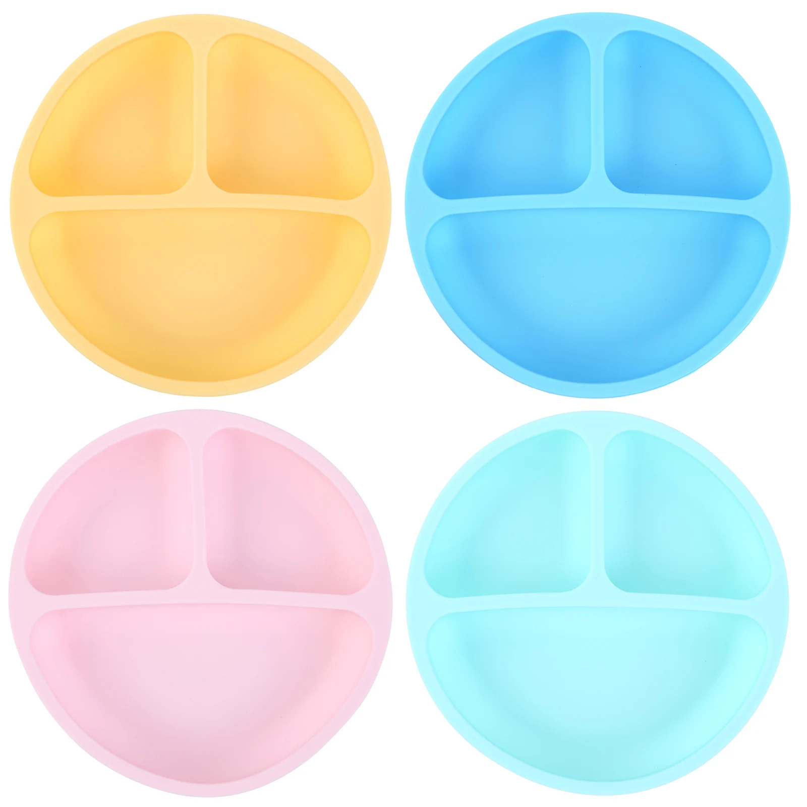 Piatti Bambino In Silicone Con Suzione - 3 Scomparti, Coperchio, Antiscivolo, Senza BPA, Lavastoviglie