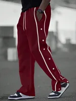 Pantalon long décontracté pour homme, coupe droite, printemps-automne, avec boutons et cordon de serrage ajustable à la taille, idéal pour le sport et le quotidien 3