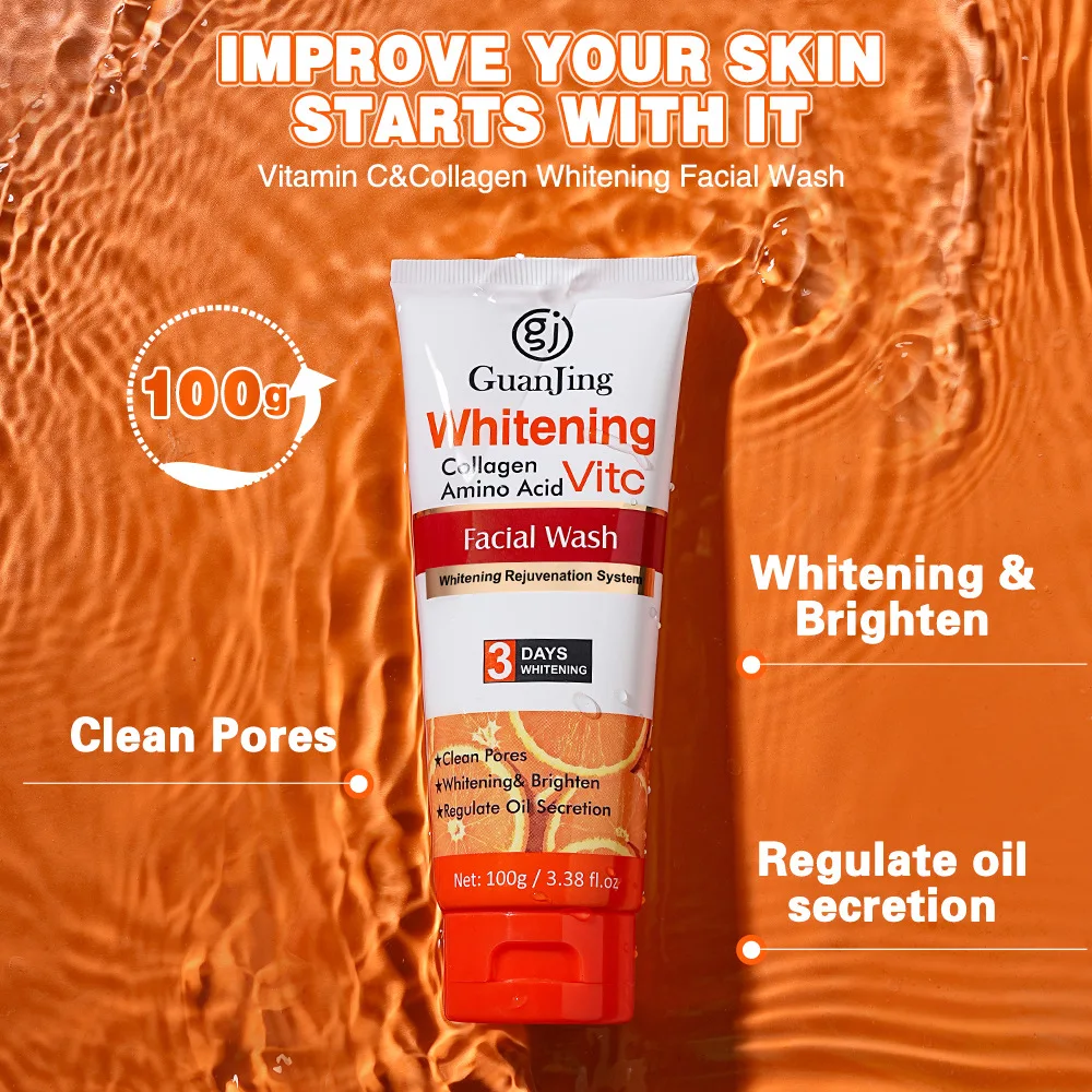 

GuanJing Vitamin C Facial Wash 100g Collagen Amino Acid Whitening Brighten Cleanser Deep Cleansing Pores Oil-control