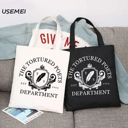 TTPD Women's Bags The Tortured Poets Department Canvas Shopping Tote Bag School Book Bags Shopping Shoulder Handbag Reusable