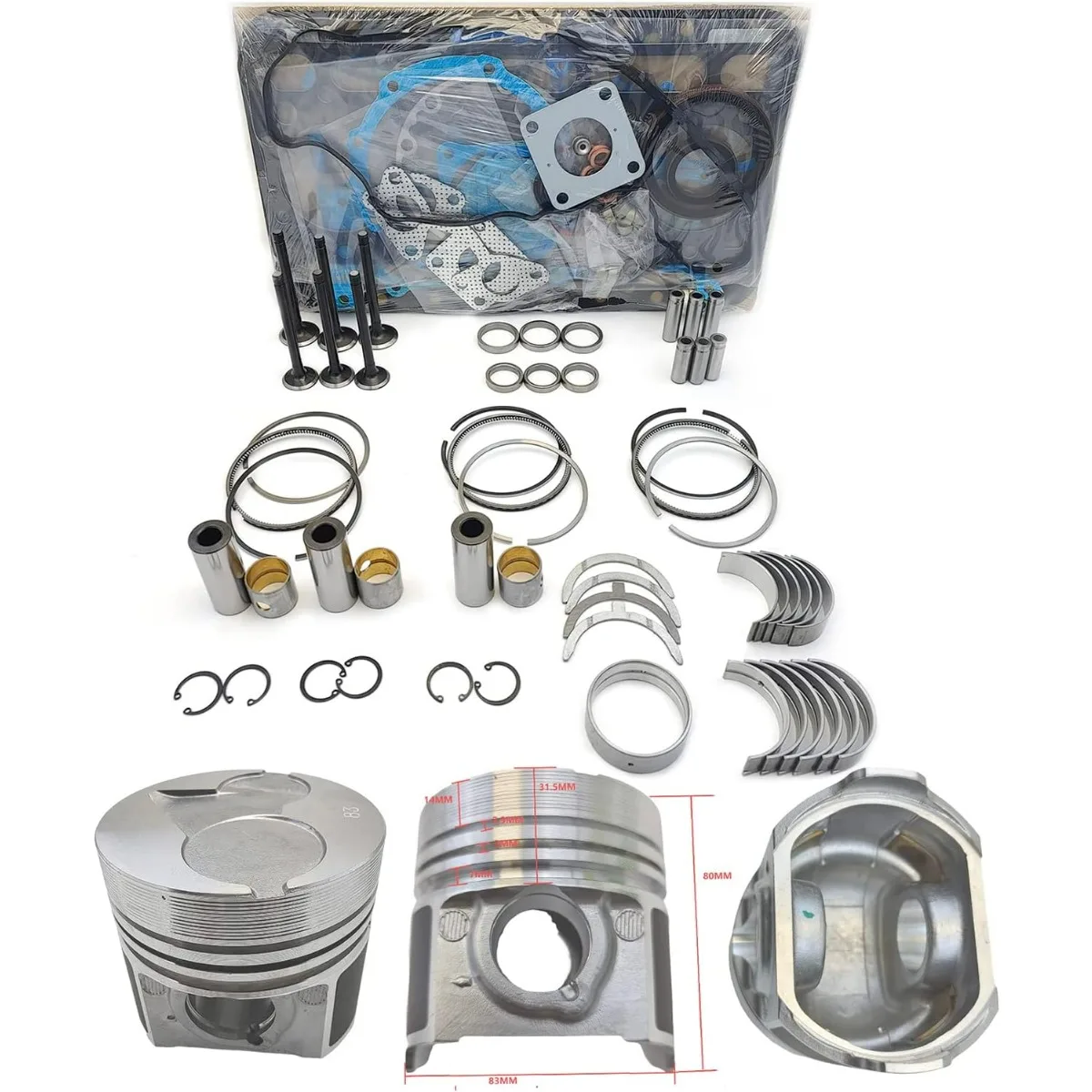 D1503 Engine Overhaul Rebuild Kit (No cylinder liner) for Kubota D1503 ...