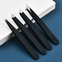Hair Removal Tweezers Stainless Steel Eyebrow Tweezers Pink Slanted Black Tip Point Face Harmless Makeup Beauty Tool Black 1