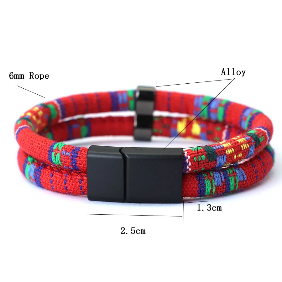 Mens Bohemian Rope Bracelet with Magnet Buckle