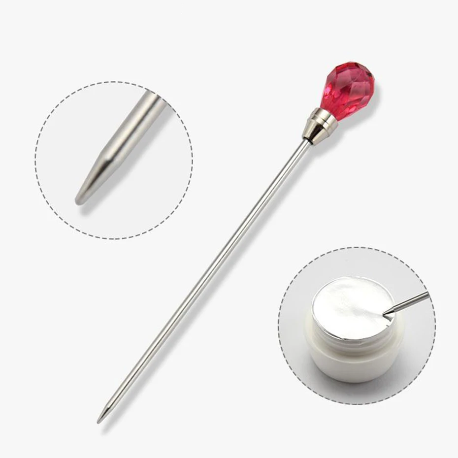 3pcs Stainless Steel Nail Art Stirring Rod Tool Powder Liquid Gel Spoon Nail Dotting Pen Diamond Head Needle Nail Art Tool SA320 images - 6