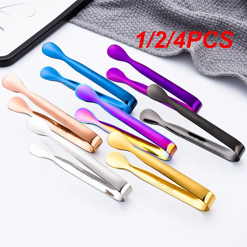 Stainless Steel Clip Tool 1/2/4PCS Stainless Steel Clip Ice Tong Bread Food BBQ Clip Barbecue Ice Clamp Tool Bar Kitchen Accessories 10.8cm