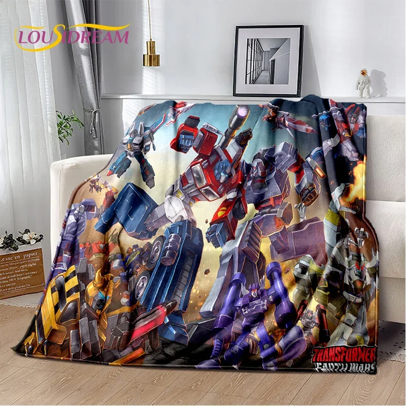 HD Cartoon T-Transformers  Autobots 3D Soft Blankets,Keep Warm Throw Blanket for Picnic Beds Sofa Home Bedroom Gifts Kids Hiking 5