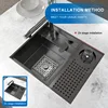 Hidden Cup Washer kitchen Sink Stainless Steel Small Single Slot Bar Washbasin Multifunctional With Cover Plate Dishwashing Pool 4