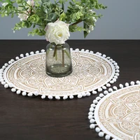 1PCS Round Placemat Table Non-Slip Jute Mats for Dining Table Decoration Kitchen Placemats Coffee Coasters Party Dinner 2
