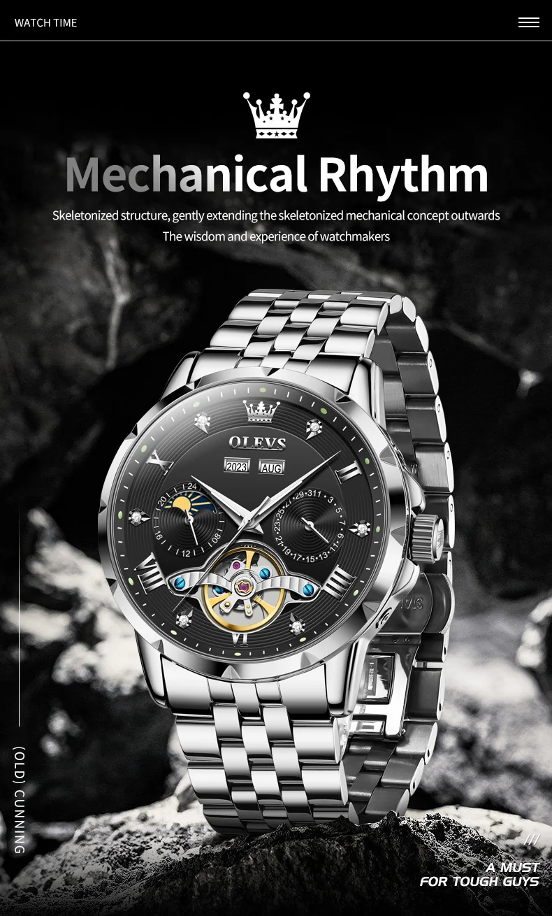 OLEVS 6691 Luxury Tourbillon Automatic Mechanical Watch description image