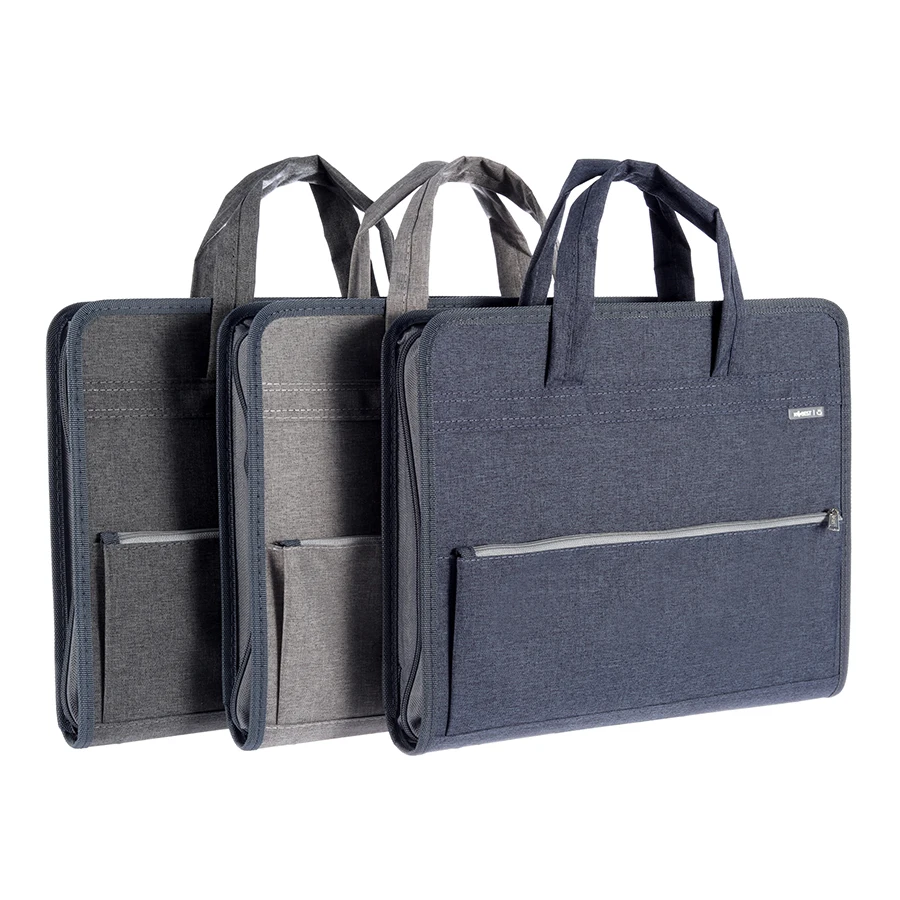 File Bag Stationary Organizer Pouch External Pocket Document Bags Large Capacity Portable Canvas Organ A4 Folder Multilayer Storage Sorting