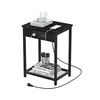 Nightstand with Charging Station Bedroom End Side Table with USB Ports  outlets Modern Record Player Stand 2-Tier Bedside Table 5