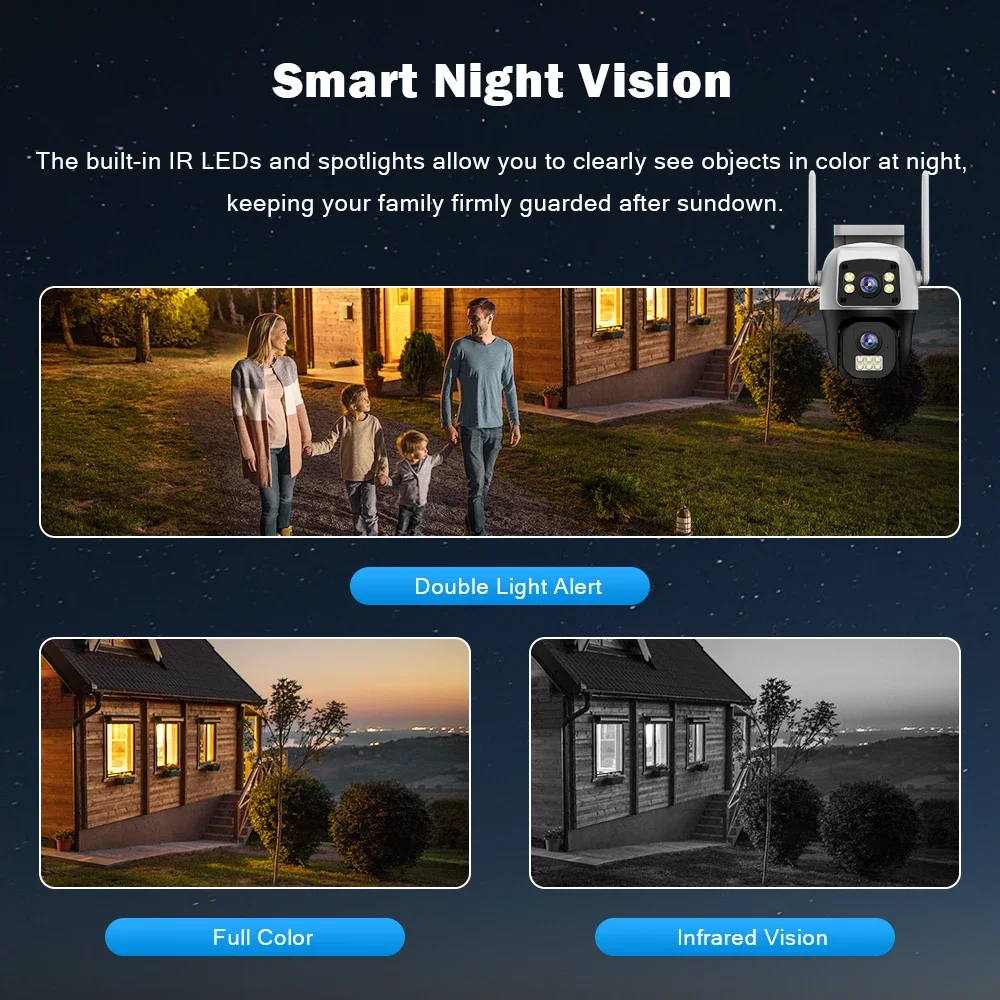 8MP 4G Sim Card Camera Dual Lens Dual Screen Wireless WiFi Outdoor Surveillance Human Detect Security Protection PTZ IP Cameras 3