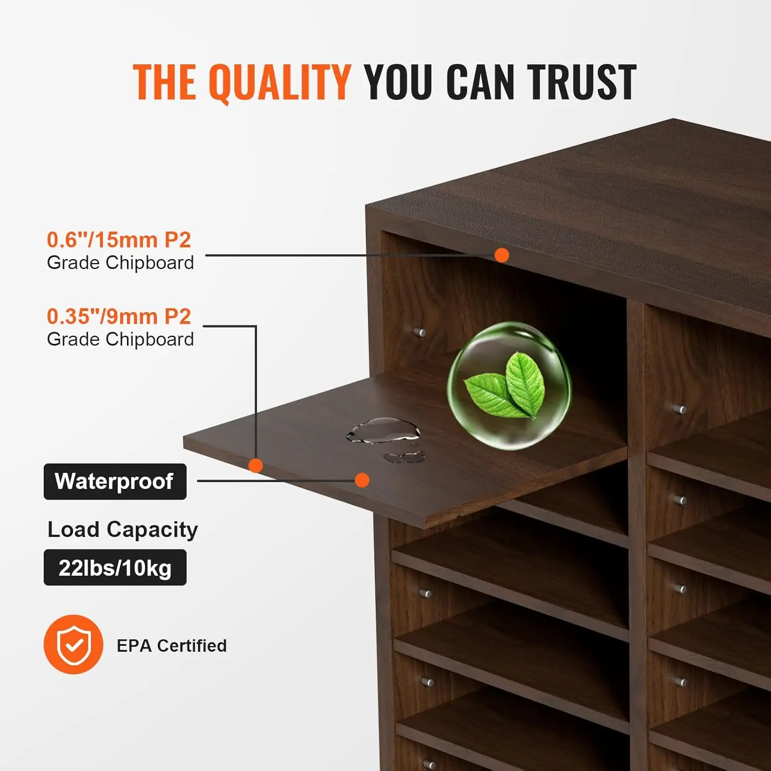 Vevor Literature Organizers, 36 Compartments Office Mailbox With Adjustable Shelves, Wood Literature Sorter 39.3X12X26.8 Inches 3