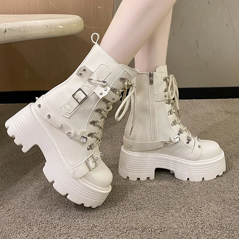 

Женские теплые плюшевые ботинки в стиле панк на платформе 9 см