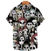 Skull Print Hawaiian Shirt Men Summer Short Sleeve Loose Beach Breathable Hip Hop Harajuku Top Oversize 5XL 1