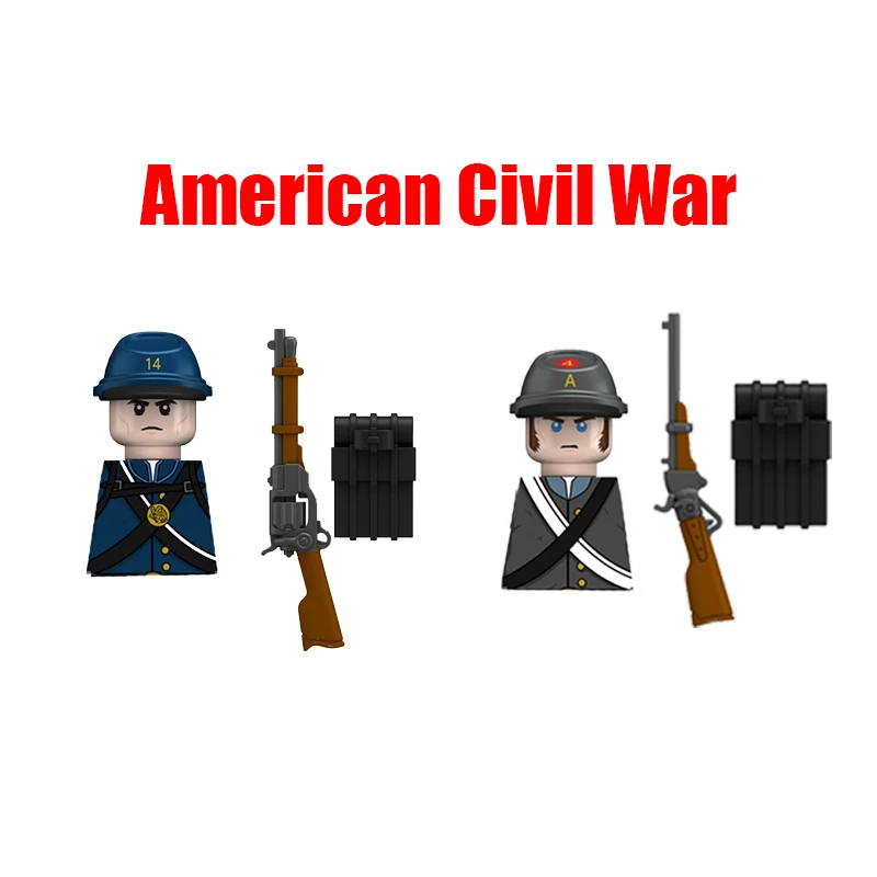 

100PCS American Civil War Military Soldiers Building Blocks Figures Fusilier Rifles Weapons Toys For Kids