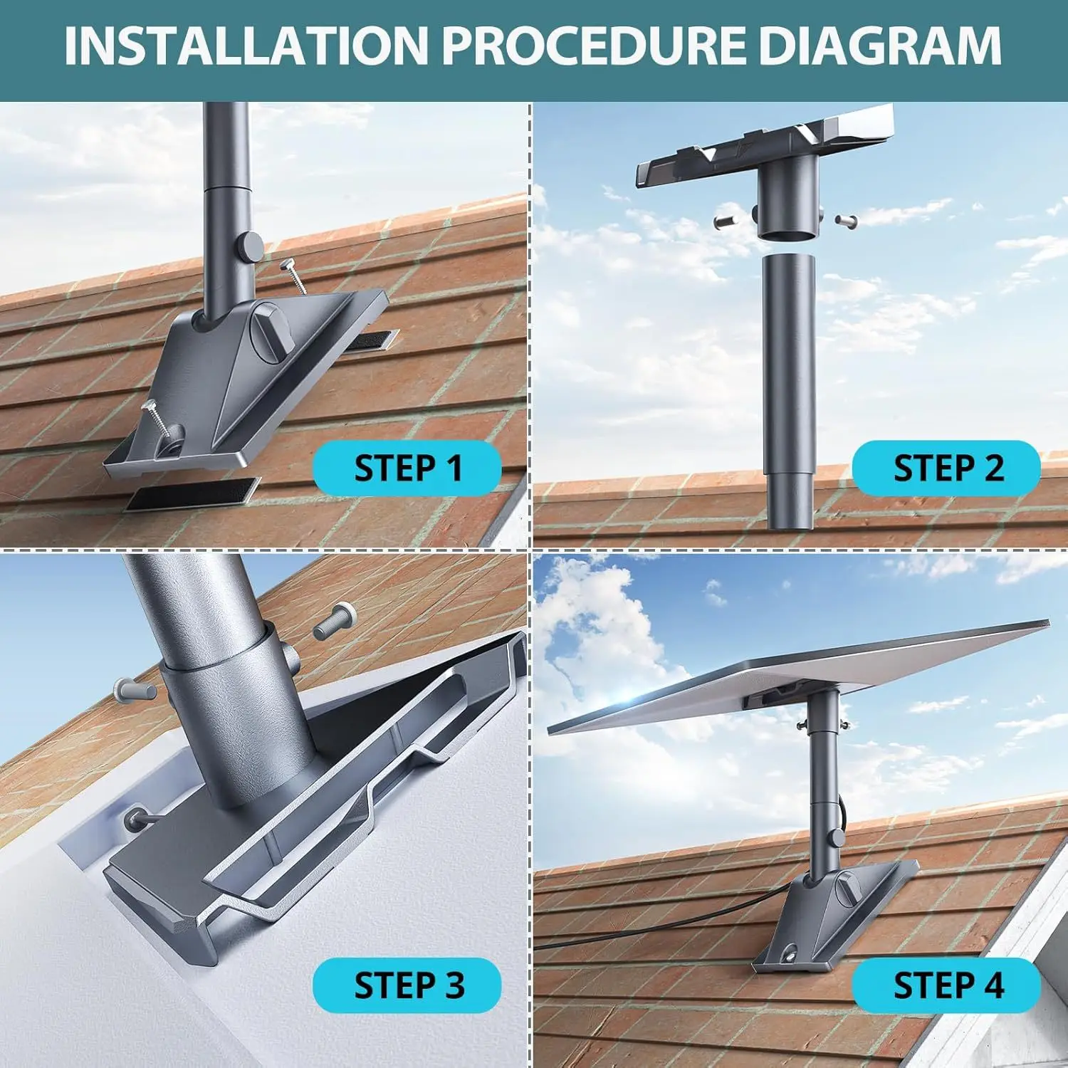 for Starlink Gen 3 Roof Top Exterior Wall Mount for Starlink V3 Pipe Adapter and Installation Bracket Wall Mount Kit 6