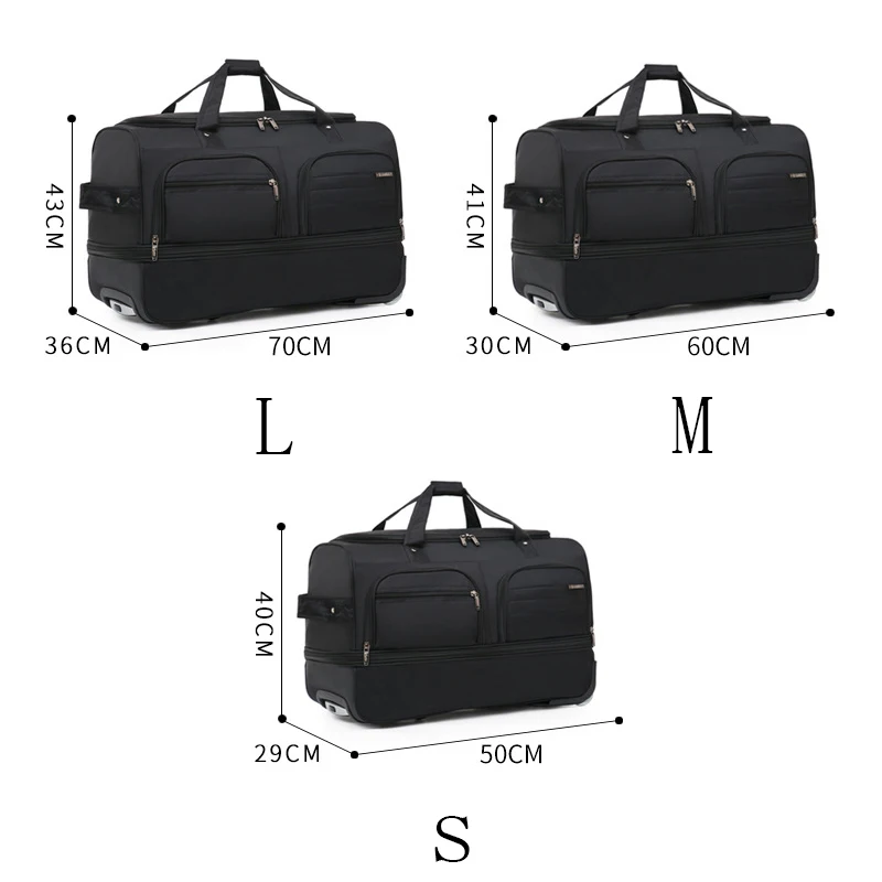 Large capacity Trolley Bags With Wheels Wheeled bag Foldable Oxford Luggage Travel Suitcase Rolling Bags Travel Luggage rolling luggage trolley folding luggage trolley