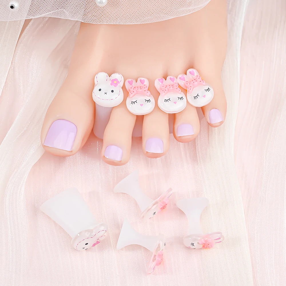 Nail Art Tools Toe Separators Toe Spreader 8Pc/Pack Toe Separator Silicone Rabbit/Flower/Gem/Pearl Design Foot Finger Separate Flexible