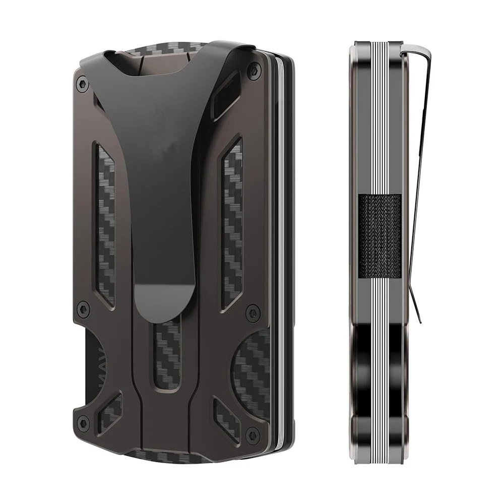 Men's Carbon Fiber Tactical Wallet with RFID-Blocking and Slim Aluminum Design