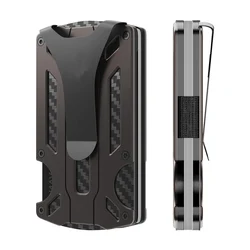 Men's Carbon Fiber Tactical Wallet with RFID - Blocking and Slim Aluminum Design (Coffee)