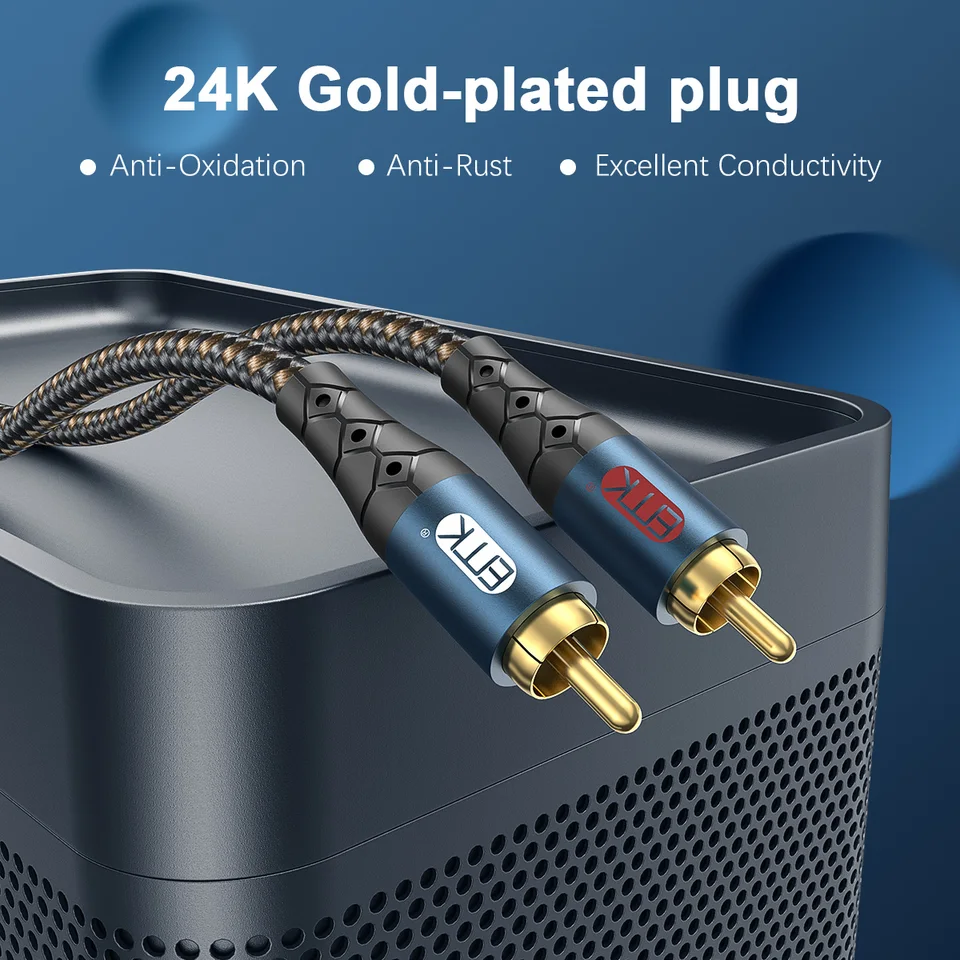 EMK Cavo audio stereo da 3,5 mm femmina a 2 RCA femmina, cavo audio stereo RCA a Aux, splitter a Y per smartphone, MP3, tablet, sistema stereo HiFi, 0,3 m
