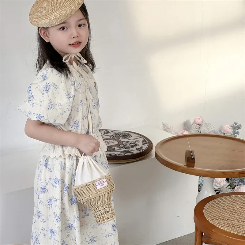 NEW Children Crossbody Bag Ice Cream Korean Style Fashion Personality Girls Weave Casual Cute Lovely Sweet Clothing Matching Bag