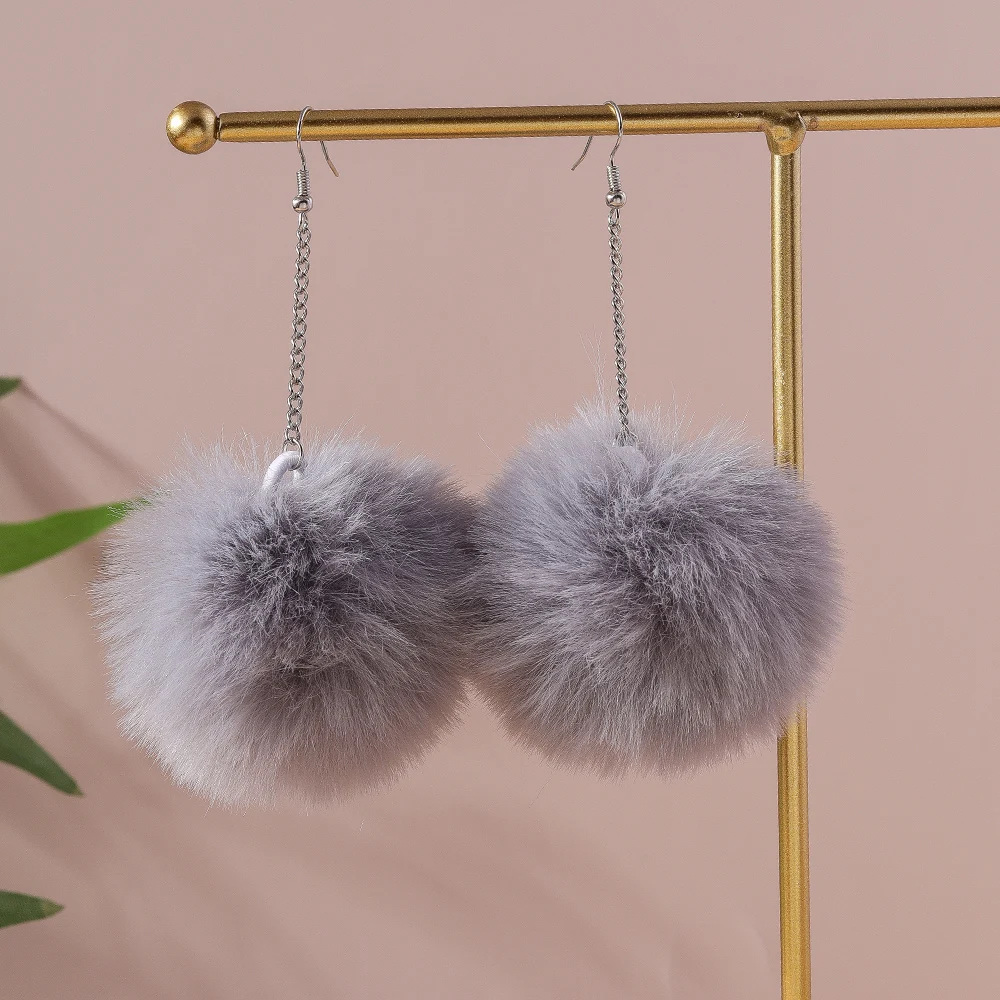 Aihua Colorful Fluffy Fur Pom Pom Earrings Soft Faux Rabbit Fur Ball Earrings for Women Kids Jewelry Gifts stud earrings dangle earrings hoop earrings drop earrings pendant earrings long earrings animal earrings golden earrings dome teardrop earrings safety pin earrings crystal tassel earrings crystal earrings fruit design earrings