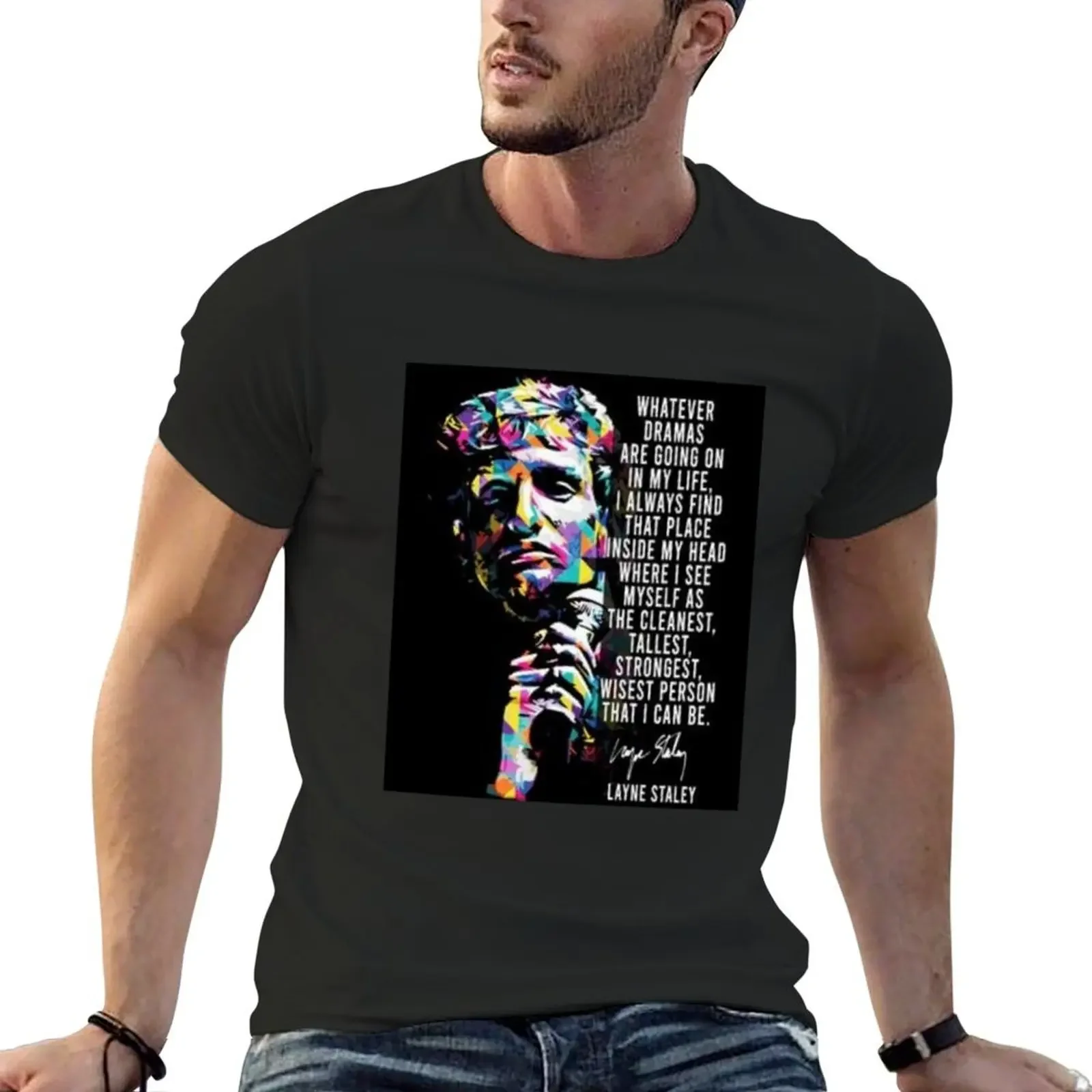 

Layne Staley Tattoo , art T-shirt anime clothes Aesthetic clothing customs design your own boys whites tshirts for men