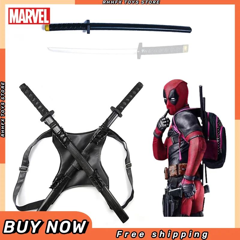 

Marvel Deadpool Double Knives Ninja Samurai Trumpet Props Halloween Cosplay Children's Performance Rubber Sword Set Gift