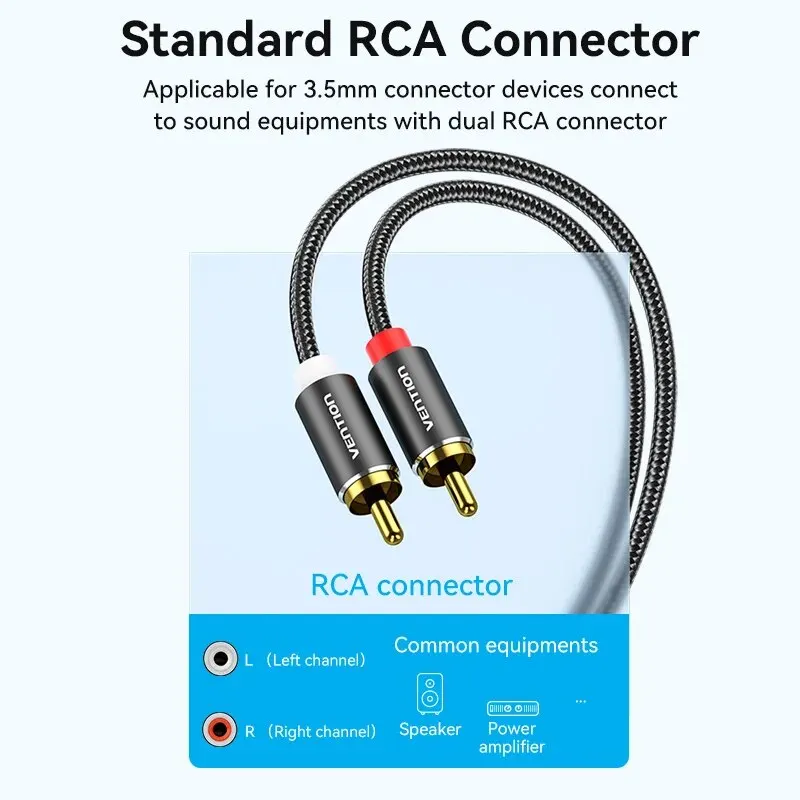 Audio Cable Vention 3.5mm to 2RCA Splitter RCA Jack 3.5 for Smartphone Amplifier Home Theater AUX