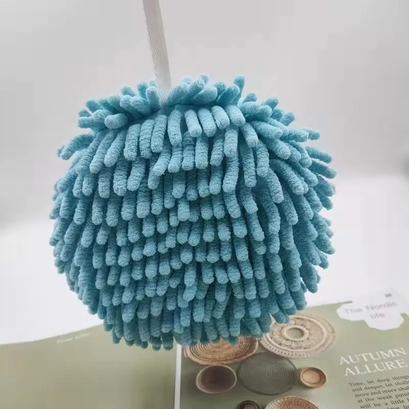 Chenille Hand Towel Ball with Hanging Loop