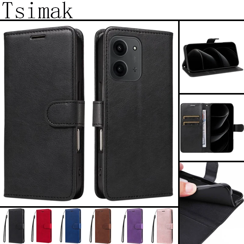 Leather Flip Wallet Phone Case with Card Holder Feature