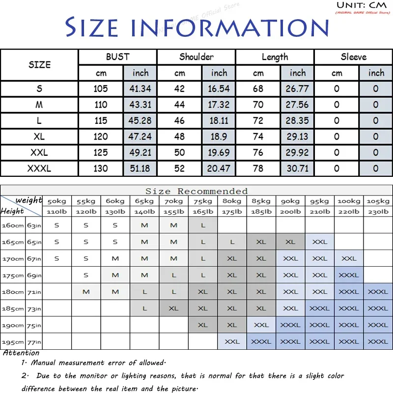 Animal Game Mens Sleeveless Jacket Vests Lightweight Slim Fit Hooded Sweatshirt Casual Hoodies Work Coats Tank Top Tracksuit Men