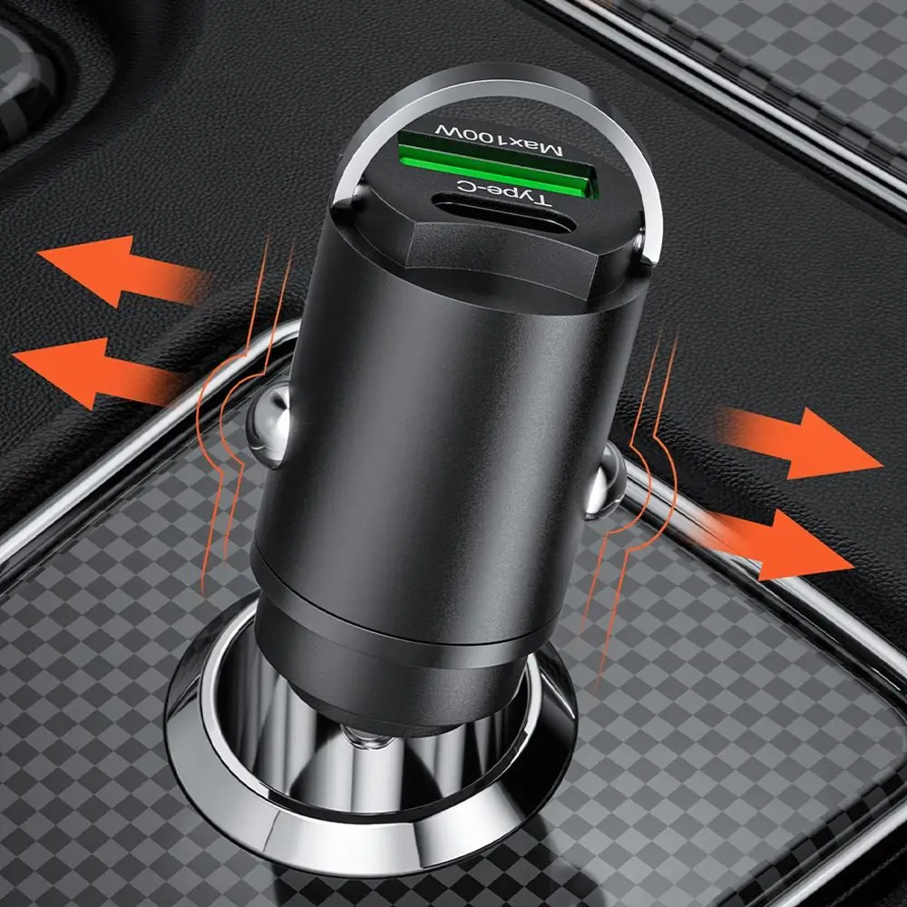 100 W USB-Schnellladung, kein Schaden für den Typ-C-Adapter im Mini-Sicherheits-Autotelefonladegerät_voghion.com