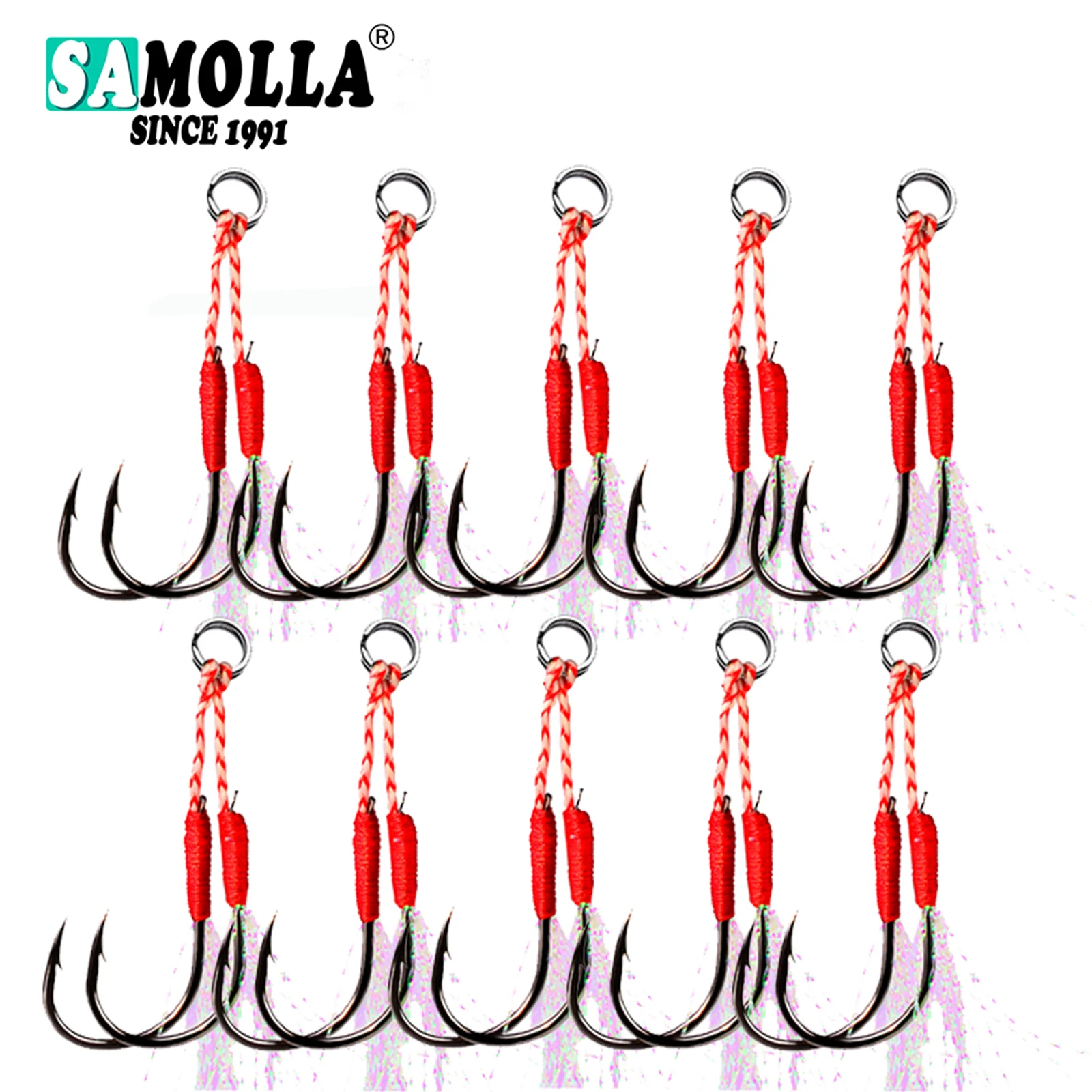 10paDouble Jigging Feather Hook 5