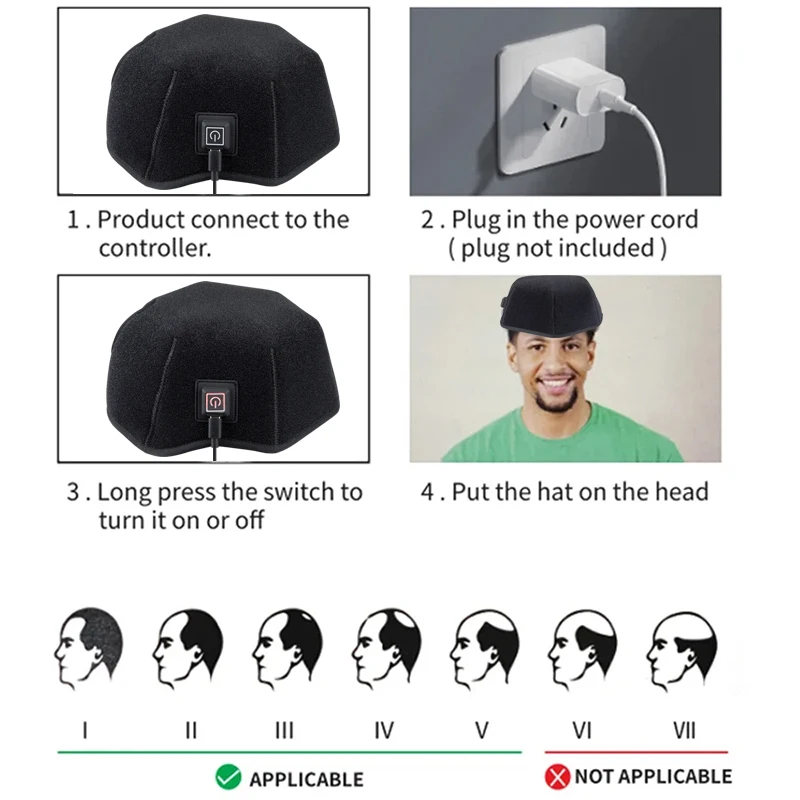 Cappello per terapia con luce LED rossa a infrarossi vicini da 660 nm e 850 nm per la crescita dei capelli, per prevenire la caduta dei capelli, rilassamento della testa, sollievo del cuoio capelluto_voghion.com