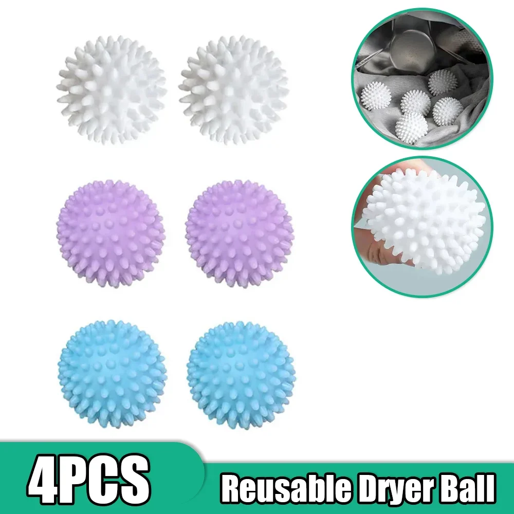 Laundry Ball 4Pcs Dryer Ball Reusable PVC Washing Machine Drying Fabric Softener for Home Clothe Cleaning Tool Accessory