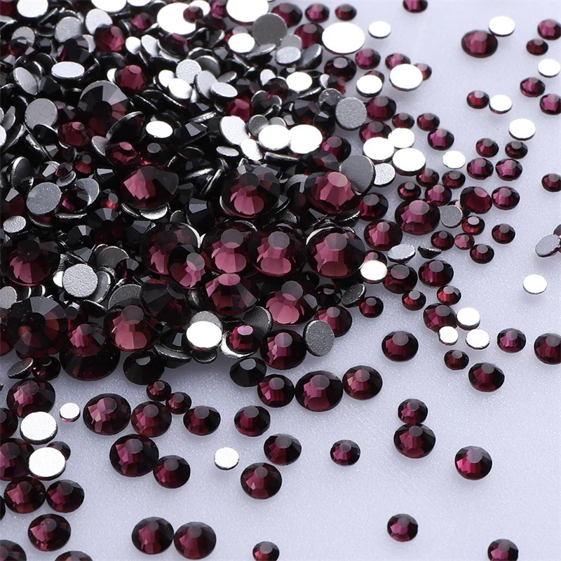 Description Picture 3 of item1440Pcs Mix Size Round Glass Flatback Rhinestone Glitter Yellow Glue On Stones Red Non Hot Fix Rhinestones for DIY Nail Art