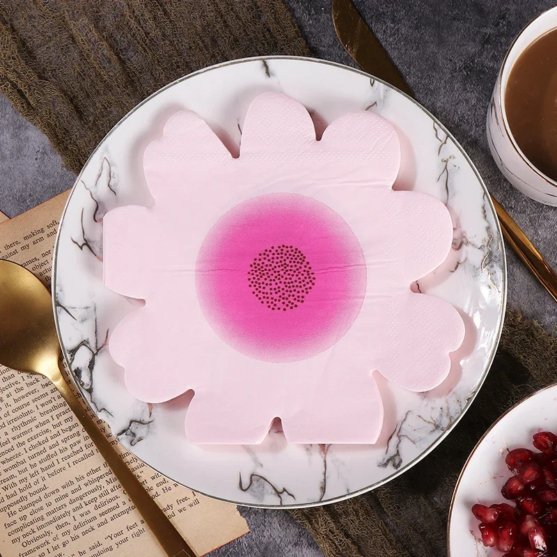 Shaped Colorful Daisy Paper Napkin Cut Edge Irregular Printing Napkin Personalized Paper Placemat 20pc Napkins Decoupage