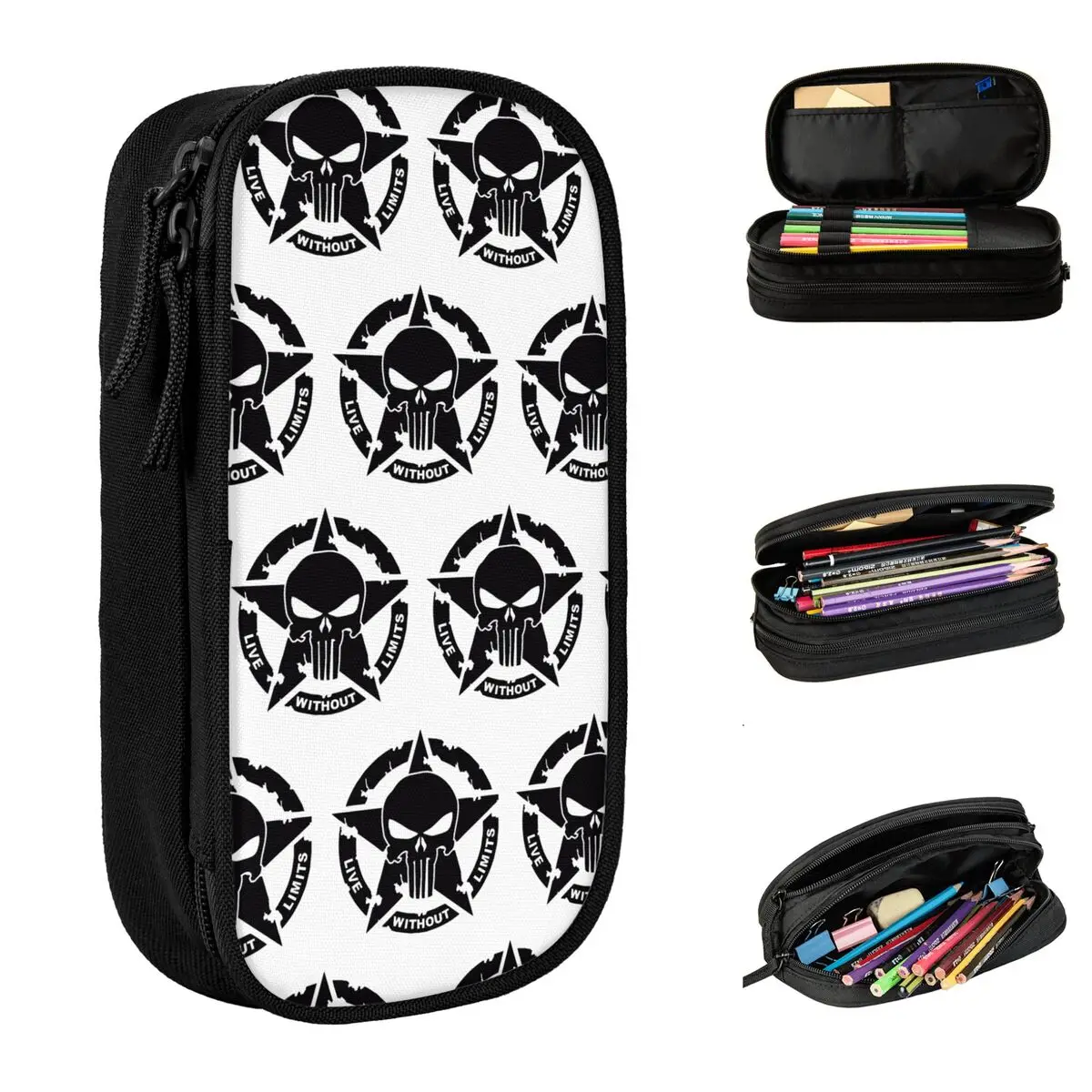 

Fun Death's Head Skull Pencil Case Pencilcases Pen for Student Big Capacity Bag Office Gift Stationery